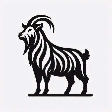 goat black and white vector illustration isolated on white background for your designの素材