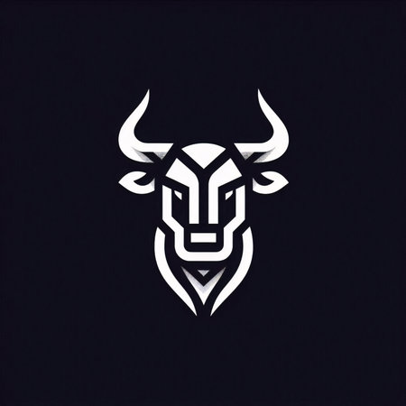 Bull head logo design vector template. Head of buffalo with horns.の素材