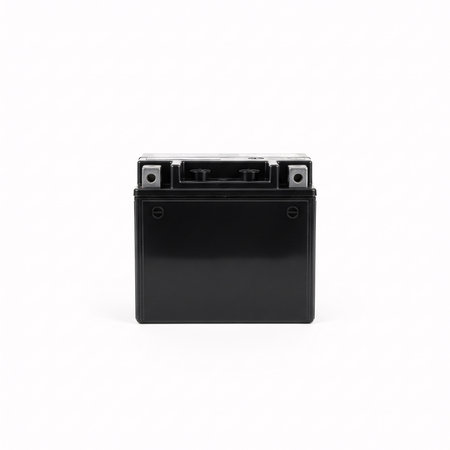 Black battery isolated on a white background. 3d render. Side view.の素材