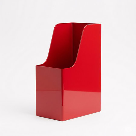 Red paper holder isolated on a white background. 3d rendering.の素材