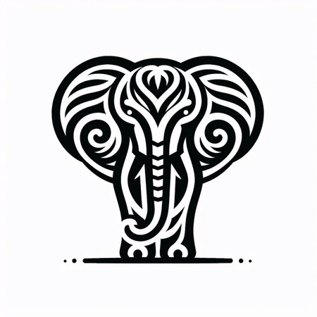 Elephant head in tribal style. Vector illustration on white background.のイラスト素材