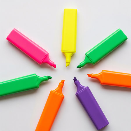 Highlighter pens isolated on white background. Marker pen.の素材