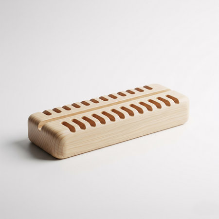 Wooden holder on a white background. Isolated object. Close up.の素材