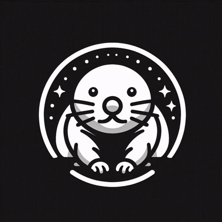 Cute sign in circle on black background. Vector Illustration.のイラスト素材