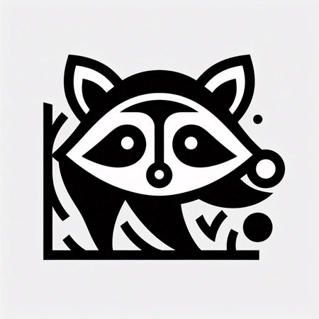 Black and white raccoon, vector illustration, eps 10.のイラスト素材