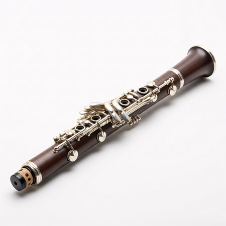 clarinet on a white background, close-up, isolatedの素材