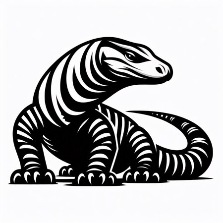 Black and white vector image of a zebra on a white backgroundのイラスト素材