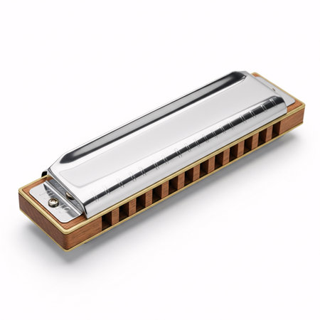 Harmonica isolated on white background. 3d render image.の素材