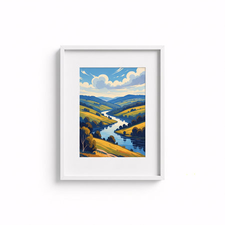 Landscape in a frame isolated on white background. Vector illustration.の素材