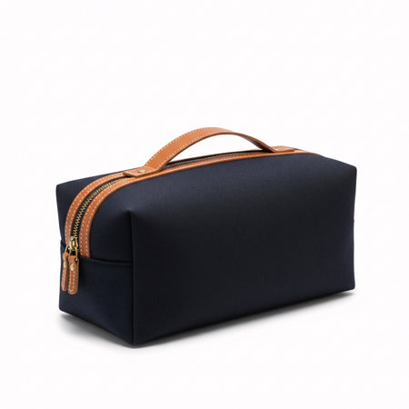 Blue leather clutch isolated on white backgroundの素材