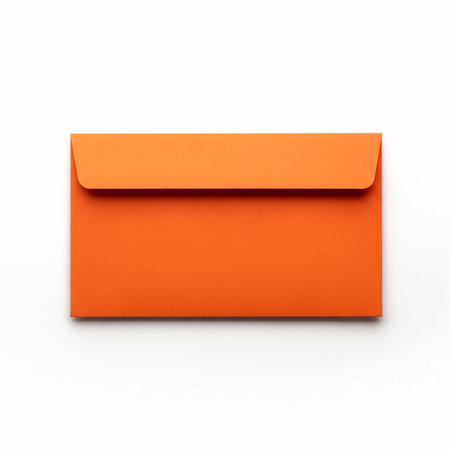 Orange Envelope isolated on white background. 3d illustration.の素材