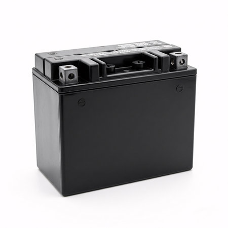Black Car battery isolated on white background.の素材