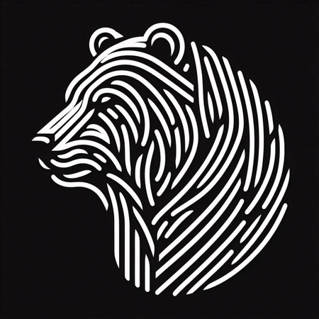 Tiger head. Black and white vector illustration on black background.のイラスト素材