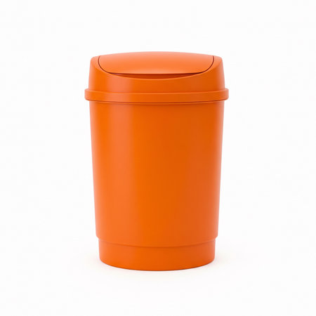 Orange Recycling Bin isolated on white background. 3d renderの素材