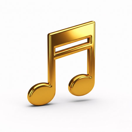 3D music note isolated on white background. 3D rendering.の素材