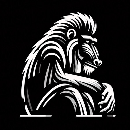 Lion head on a black background. Vector illustration for your designの素材