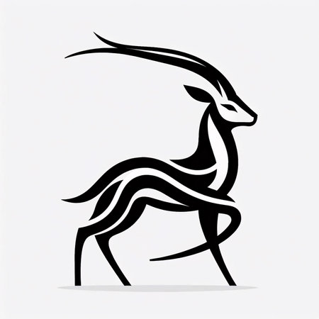 Silhouette of antelope on white background. Vector illustration.の素材