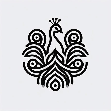 Peacock. Black and white vector illustration isolated on white backgroundのイラスト素材