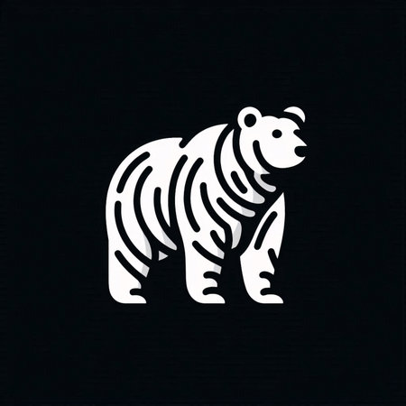 Vector image of a white bear on a black background. design elementsのイラスト素材
