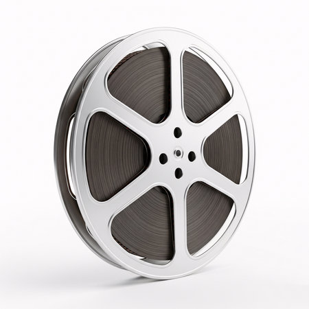 Film reel isolated on a white background. 3d render image.の素材
