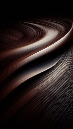 abstract brown background with some smooth lines in it and a black backgroundの素材