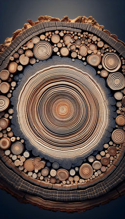 Circle of wood texture. Abstract background. 3D rendering.の素材