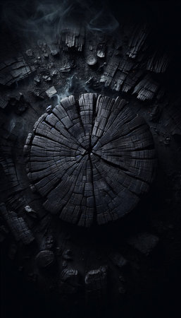 Wooden background with firewood in the shape of a circle.の素材