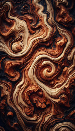 abstract background with swirls and stripes in brown and orange colorsの素材