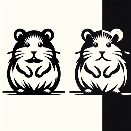 Hamster. Black and white vector illustration. Isolated on white background.のイラスト素材