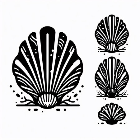 Set of hand drawn scallops isolated on the white background.のイラスト素材