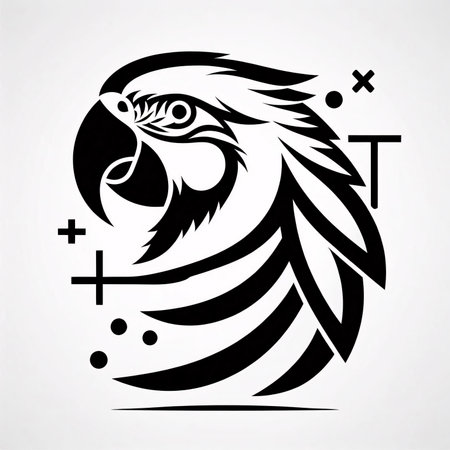 Eagle head, symbol of tattoo, vector illustration in black and whiteのイラスト素材