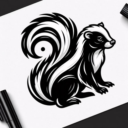 Hand drawn sketch of a skunk. Vector illustration for your designのイラスト素材