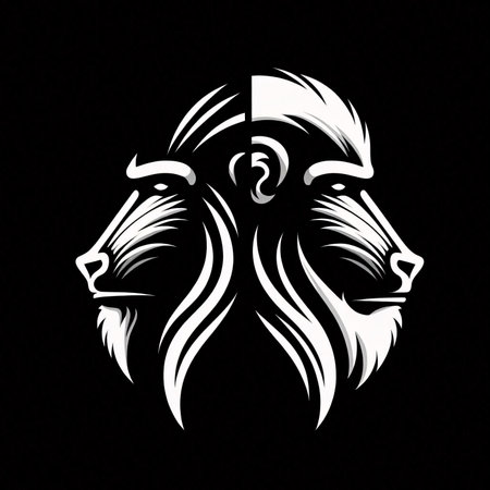 Lion head on a black background. Vector illustration for your designの素材