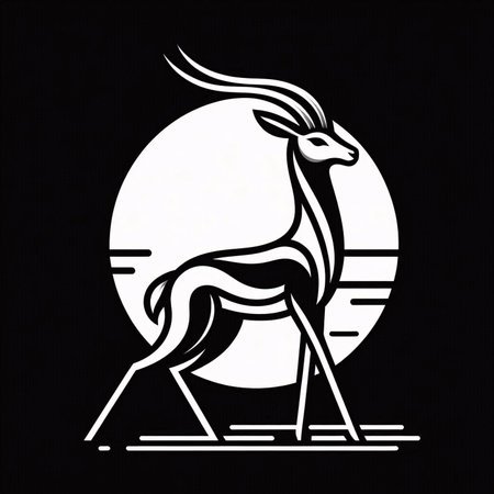 Silhouette of a gazelle on a background of the sunのイラスト素材