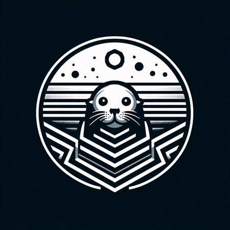 Eastern seal head. Vector illustration of a sign head.の素材
