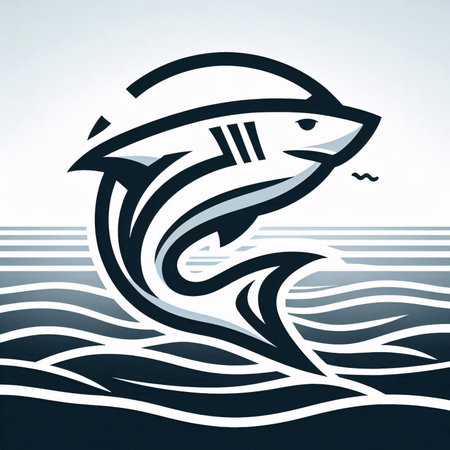 Shark in the sea. Vector illustration of a jumping fish.のイラスト素材