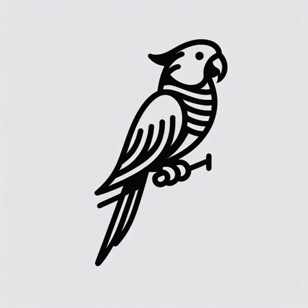 Parrot icon, vector illustration. Flat design style, black and white.