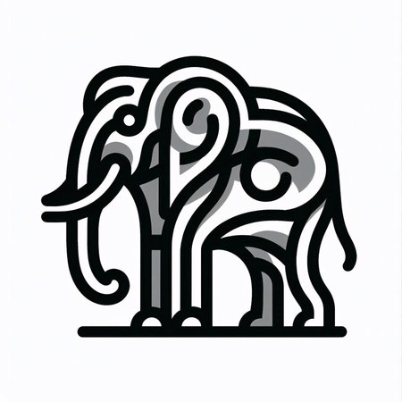 Elephant logo icon design vector template. Elephant logo design concept.の素材