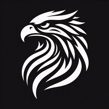 eagle head tattoo on black background. vector illustration eps 10のイラスト素材