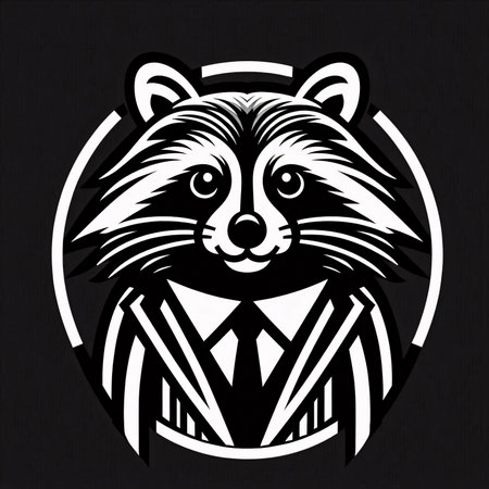Raccoon head in a business suit and tie. Vector illustration.のイラスト素材