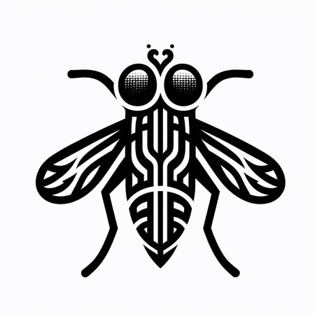 Vector illustration of a fly on a white background. Tattoo.のイラスト素材