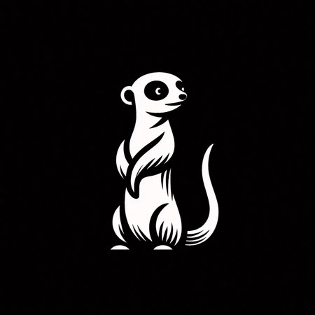 meerkat on black background. vector illustration. wild animalsのイラスト素材