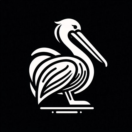Pelican icon, vector illustration. Isolated on black background.のイラスト素材