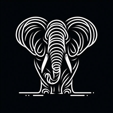 Elephant head with abstract pattern. Vector illustration on black background.のイラスト素材