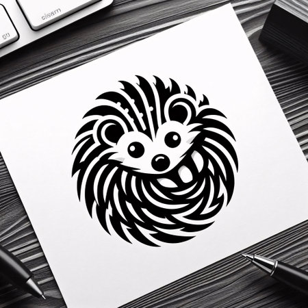 Lion with computer keyboard on dark wooden background top view mock upのイラスト素材