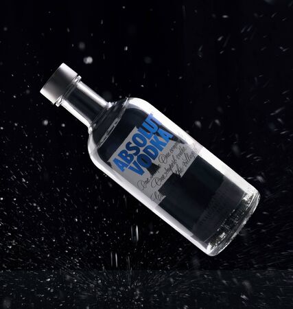 vodka bottle on black backgroundのeditorial素材