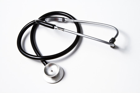 A medical stethoscope isolated on whiteの写真素材