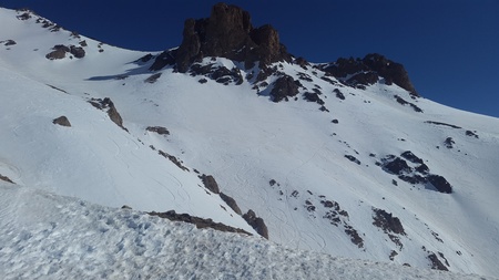 arrival in Andes Mountains, ski resort, beautiful winter landscape, Las Lenas, south america, Argentinaの写真素材