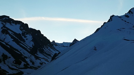 snowy peaks in the Andes Mountains. mountain villages, ski resorts in Argentina, hidden routes. beautiful landscapesの写真素材