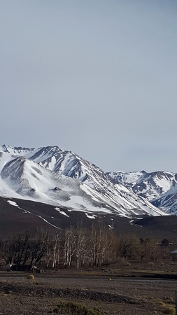 snowy peaks in the Andes Mountains. mountain villages, ski resorts in Argentina, hidden routes. beautiful landscapesの写真素材